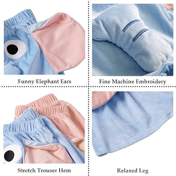 Hauskat Elefantti-Shortsit, Söpöt ja Upeat Elefantti-Pyjama-Shortsit Blue M