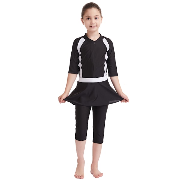 Girls Chic 3ST Rash Guard Badkläder Soldräkter Dragkedja Black 110cm