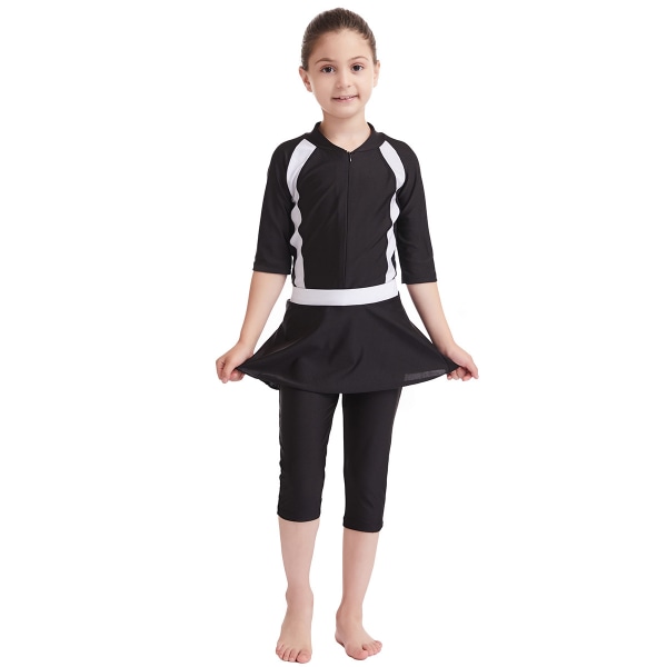 Girls Chic 3ST Rash Guard Badkläder Soldräkter Dragkedja Black 120cm