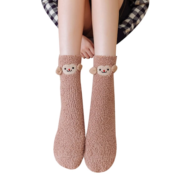Fuzzy strumpor för kvinnor tonårsflickor jul fleece strumpor brown