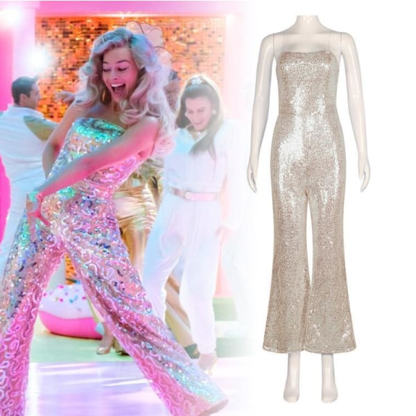 Barbie Film Sequin Jumpsuit Margot Robbie Cosplay Kostymer s