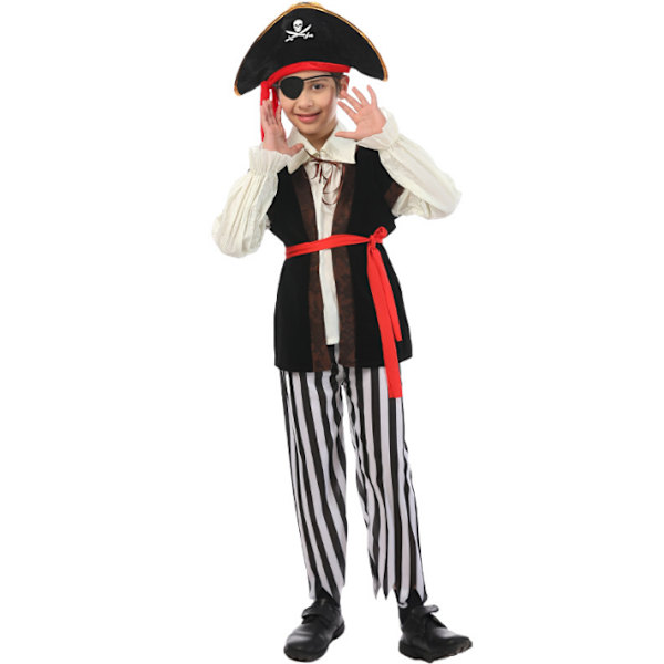 Pojkar Deluxe Piratkapten Barndräkt M