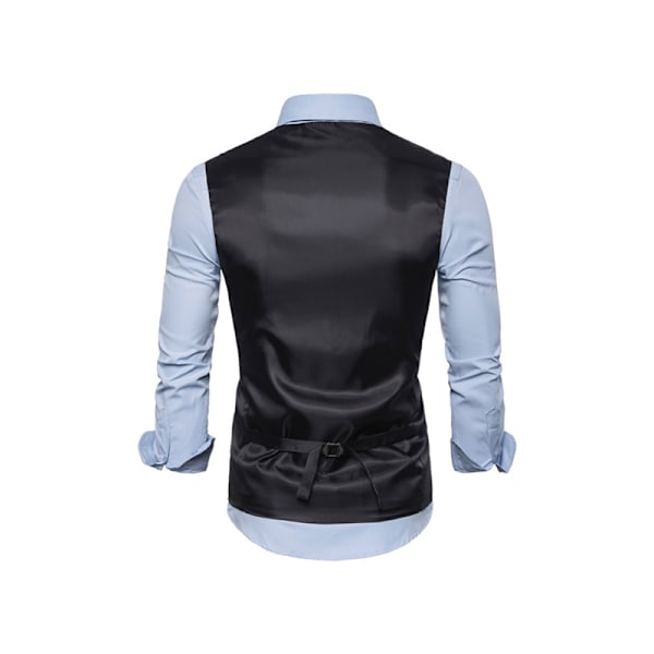 Herrar Väst i Randigt Tyg, Slim Fit, Formell Klädväst, Dubbelknäppt, Business Väst Navy Blue M