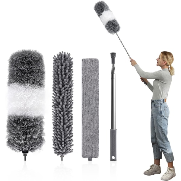 4 stk. Mikrofiber Fjerstøvsuger med Lang Forlængelsesstang 4PCS