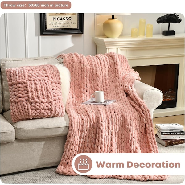 Tjock Stickad Filt, Mjuk Chenille Garn Stickad Filt Grey 130*170cm