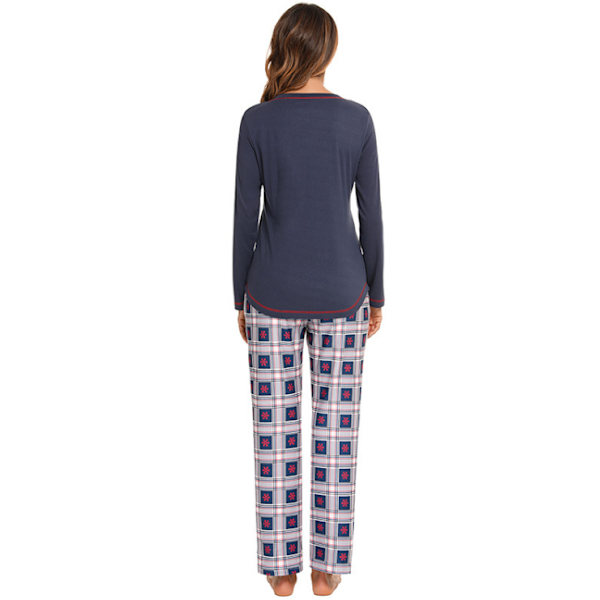 Rutig set för kvinnor Warm Pjs Set blue M