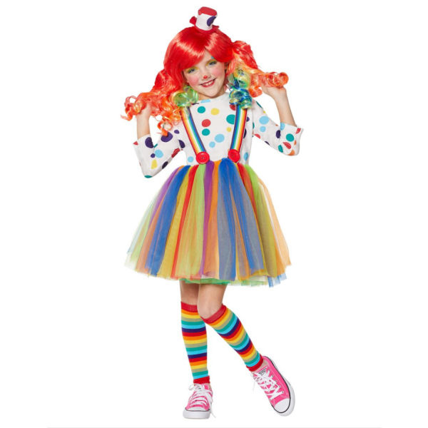 Flickor Halloween Jester Clown kostym L