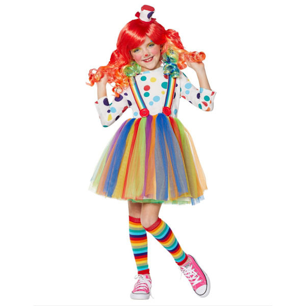 Jester-klovnekostyme for jenter til Halloween M