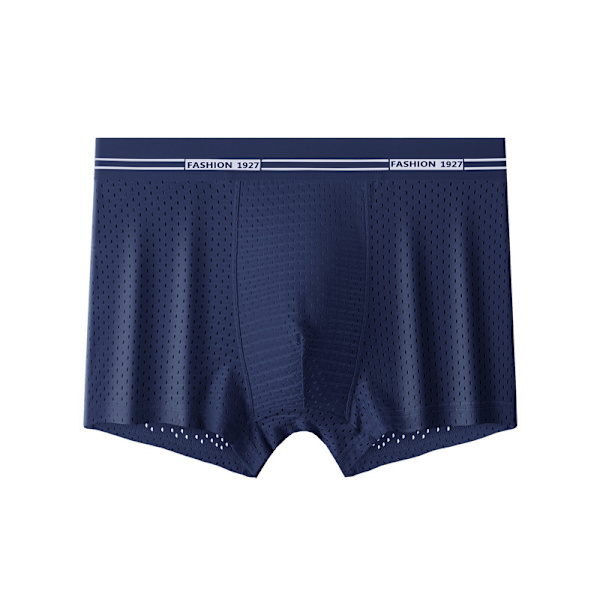 Mænds Is Silke Boxer Mesh Brief Åndbar Køligt Undertøj Navy Blue M