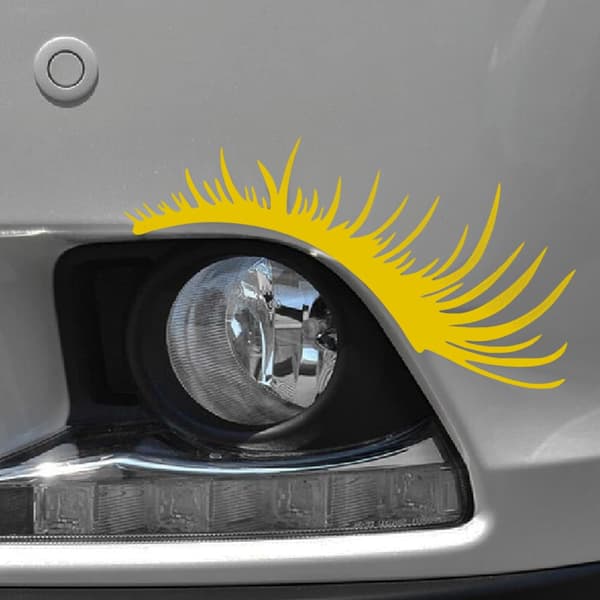 2 Par Eyelash-Dekaler til Bilens Frontlykter Yellow