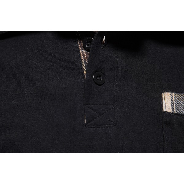 Långärmad rutig lapptröja för män Lapel Casual Shirt Black L