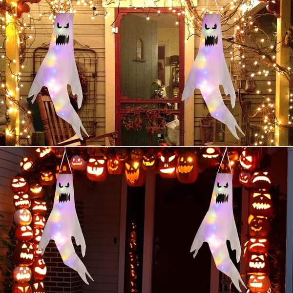 2-pack Halloween Spöke Hängande Vindstrutar För Utomhusdekorationer Style 4