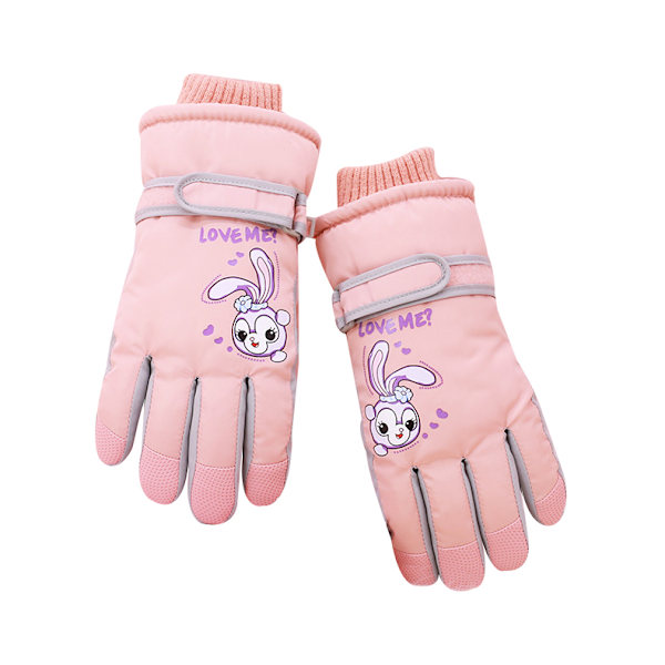 Skiglover for barn, vanntette og vindtette vinterhansker Light Pink