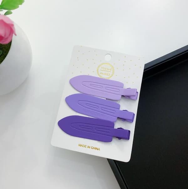 3-pack Candyfärgade Metalliska Hårclips som Inte Lämnar Märken Purple
