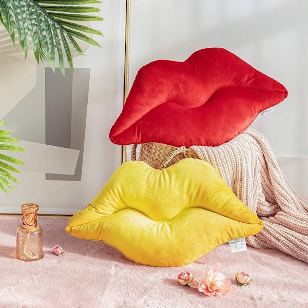 Valentinsdag 3D Lepper Pyntekast Pute Myk Fløyelsmyk Innlegg Inkludert Red 60cm
