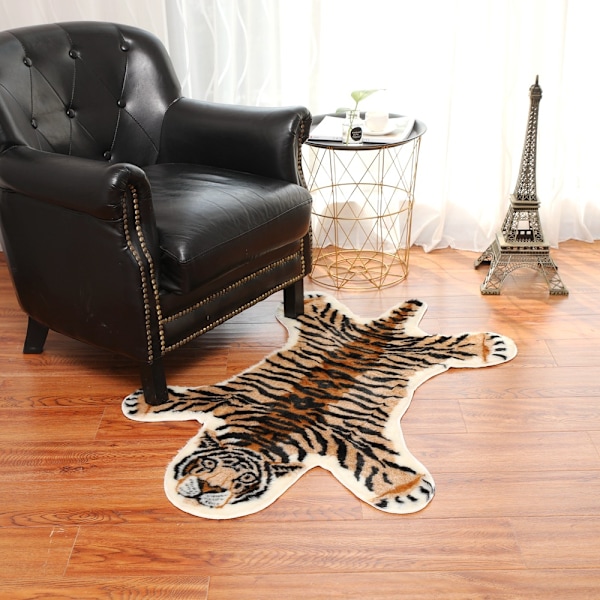Personlig Tigermatta, Söt Faux Tigermatta Plysch Halksäker Matta Brown