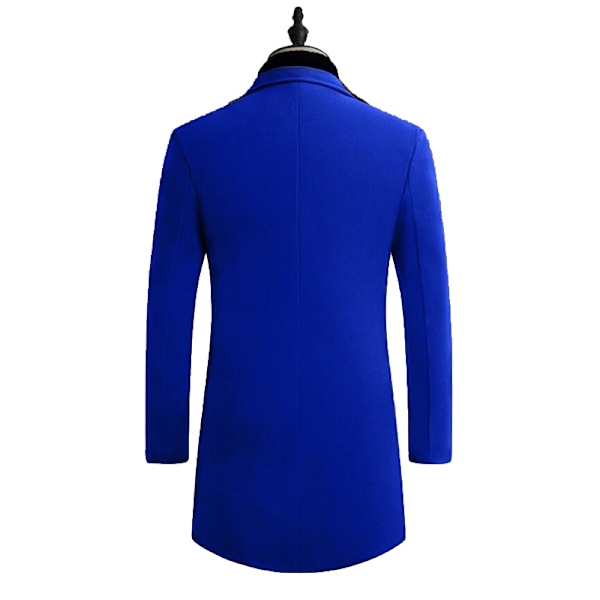 Herre Trenchcoat i Ullblanding, Smal Passform, Overfrakk Blue M