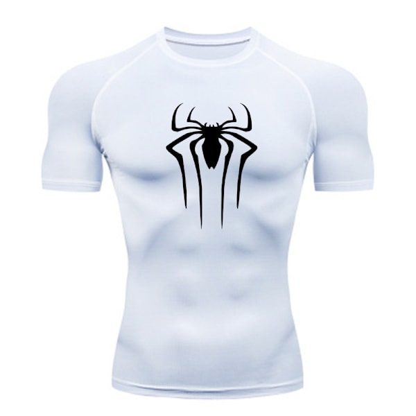 Herre Spider Kroppsbygging T-skjorter Gym Trening Topp Muskel Kort Erme Skjorter White Black XS