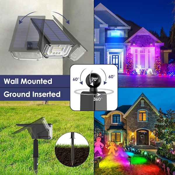 4-pack Solcellsbelysning med Färgväxlande Spotlights 4 Pack