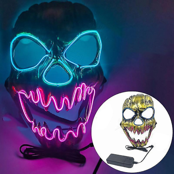 Halloween LED-mask Lyserande Skräckmask Style 1