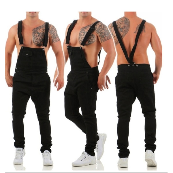Herrhängslen Denim Jumpsuit Tore Jeans Byxor black XL