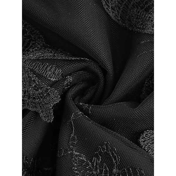 Naisten kukkakirjailtu hame vintage tyllihame Black L