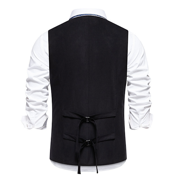 Herrar Formell Mode Väst Lagerad Väst Business Klänning Kostym Västar BLACK 2XL