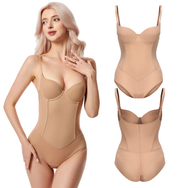 7 Teräsluuta Korkeapaineinen Kehonmuotoilija Pakarankohottaja Bodysuit Naisille Skin Color XXL