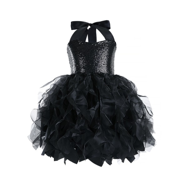 Tutu klänning för flickor Glittrande paljetter i tyll baloutfit Black 4T