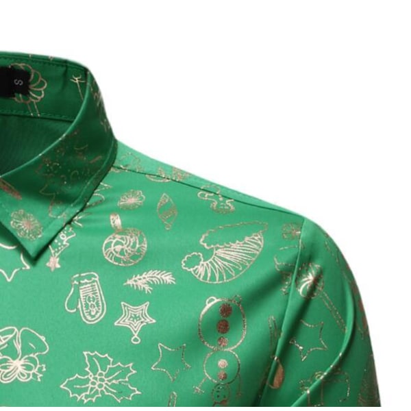 Julskjorta herr långärmad skjorta för fest green S