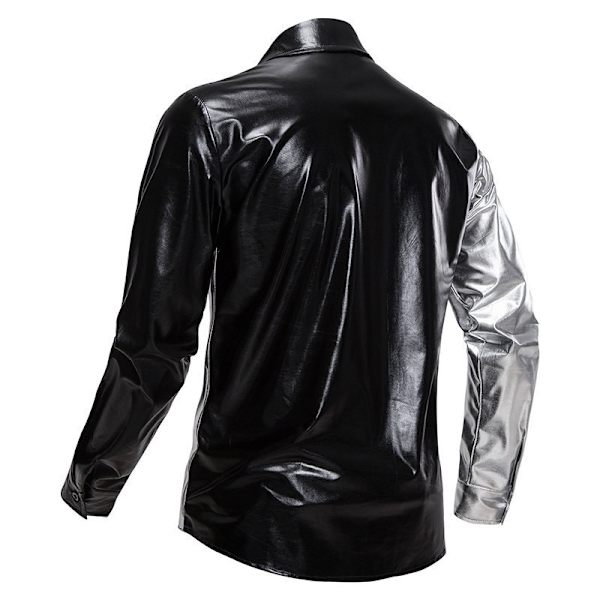 Herrarnas Långärmad Patchworkjacka med Pailletter Silver XL