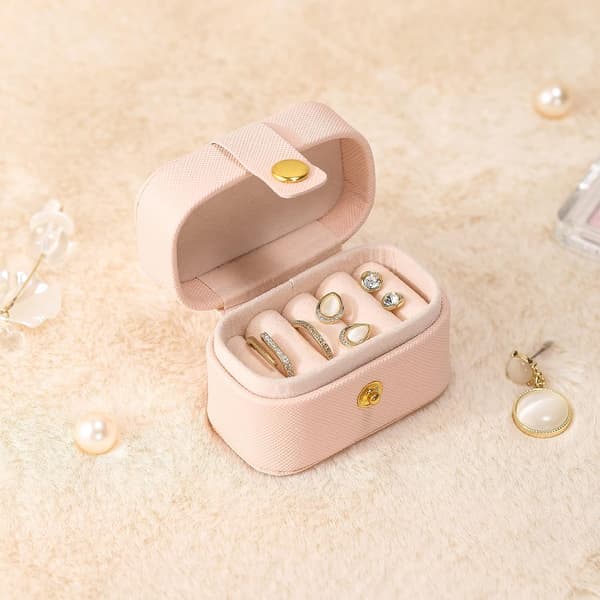 Mini Ringförvaringslåda Organizer Resesmyckeskrin Pink
