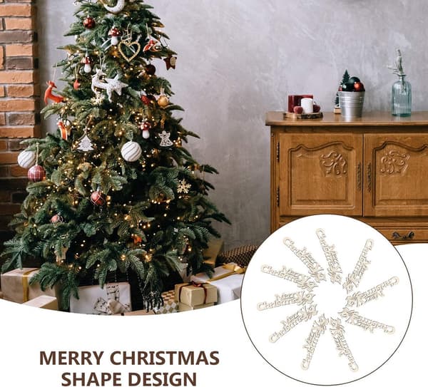 20 st Mini Julgranar i Trä, Tomma, Hängande Dekorationer
