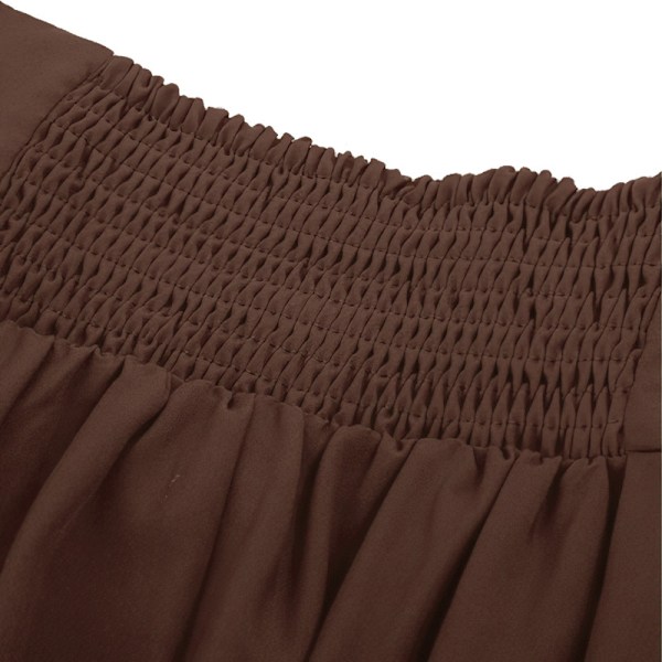 Dam Goth Steampunk Kjol Hög Midja Pirat Midi A-Linje Kjol Brown M