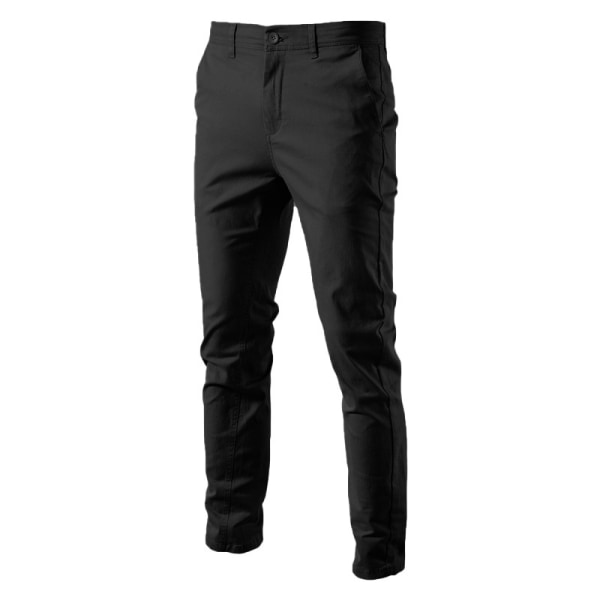 Klassisk passform solid byxa för män black 33