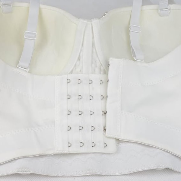 Sexig Pärlor och Rhinestone-Dekorerad Bustier Crop Top White 34