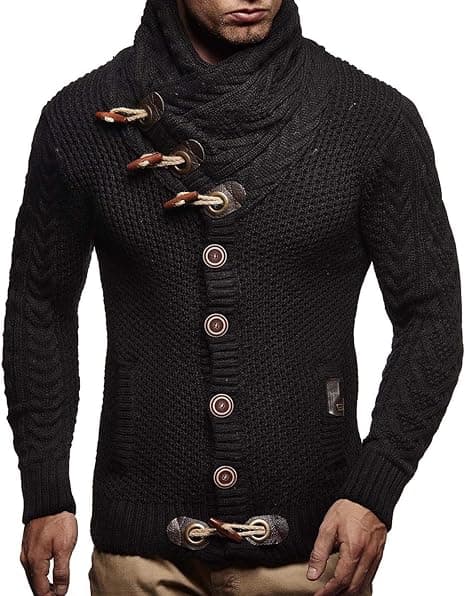 Herrar Stickad Turtleneck Jacka Vinter Cardigan Tröja 3XL