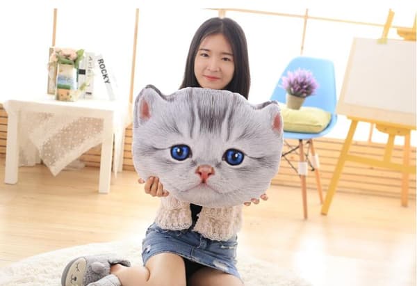 Kissa Pehmolelu Tyyny, Pehmeä Kissa Pehmolelu Grey 2 40cm