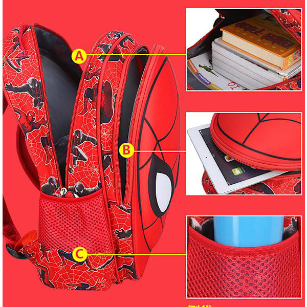 Ryggsäck för småbarn 3D Comic skolväska Lätt ryggsäck Red