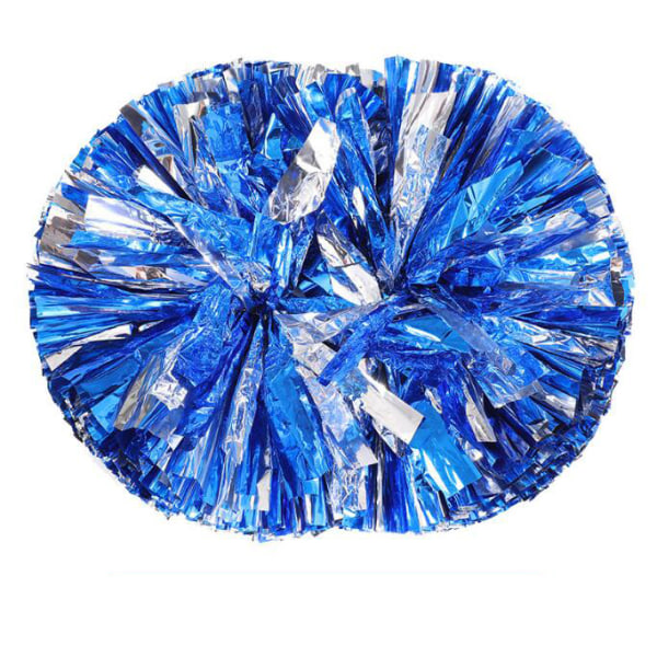 2 stk. Metalliske Pompoms for Cheerleading blue silver