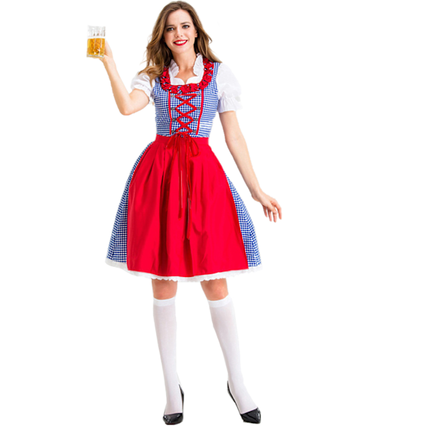 Damkläder Oktoberfestklänning Tysk Dirndlklänning 2-delad för Bayerisk Karneval L