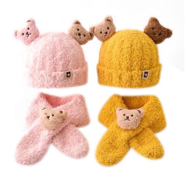 2 st Baby vintermössa Scarf Set beige