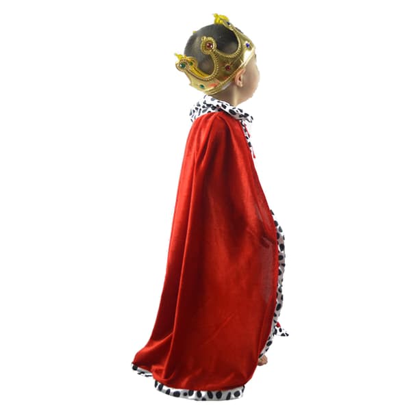 Barnstorlek Röd King Robe Mardi Gras Cape med krona