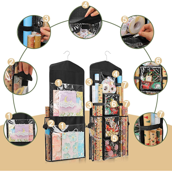 Indpakningspapir Opbevaring, Dobbeltsidet Gavepapir Organizer Holder