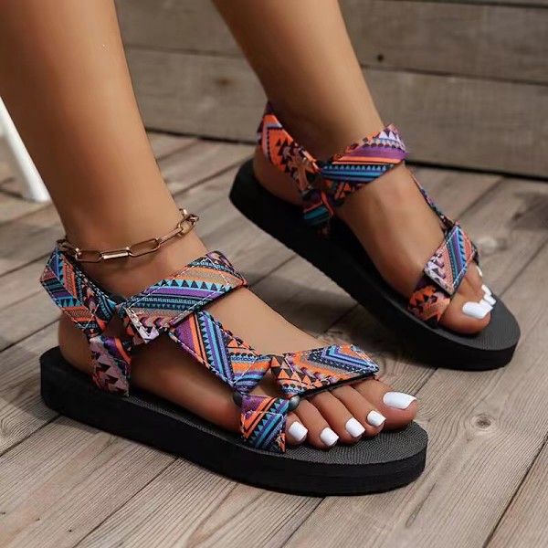 Sommar Sandaler med Platt Sula för Damer, Platform Låg Klack, Strand Sandaler Green 41