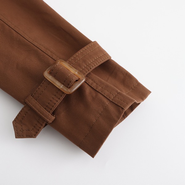 Kvinnors Trenchcoat Lång Dubbelknäppt Höstmode Klassisk Krage Slank Överrock Brown M