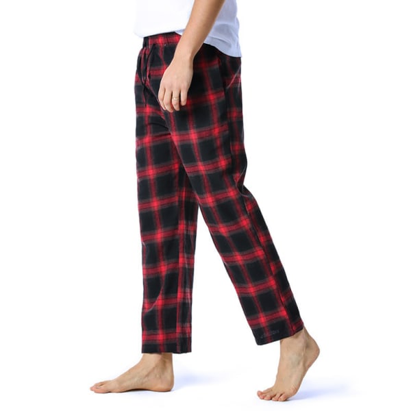Supermjuka pyjamasbyxor i bomull för män black red M