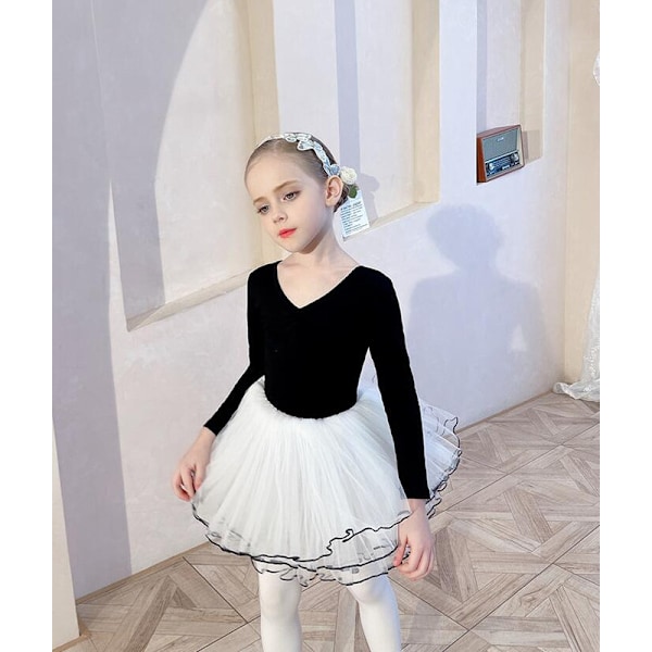 Pige Leotard med Lange Ærmer til Dans og Ballet Black 140cm