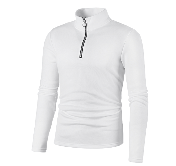 Herrar Tröja Placket Zip Solid Färg Mocka Halsjacka White XL