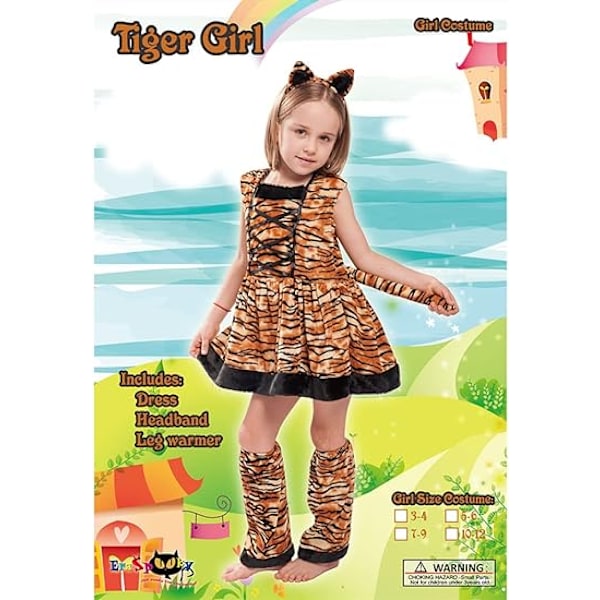 Tyttöjen Tiikerin Asu Lasten Halloween Eläinten Mekko M